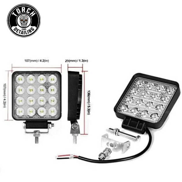 Torch Cars 16 Ledli Geri Vites Lambası 12-24v 48w Offroad Projektör Çalışma Lambası 1 Adet